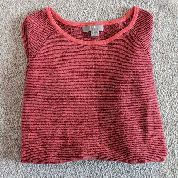 Jana salmon/coral ribbed cotton blend sweater, small - Picture 3 of 11